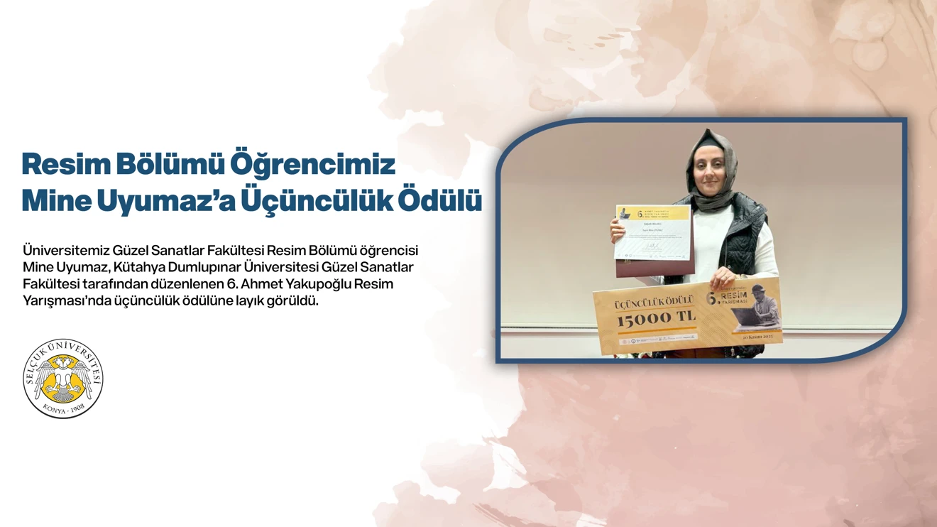 Resim Öğrencimiz Mine Uyumaz’a Üçüncülük Ödülü